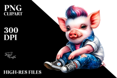 Cute Pig with Cool Haircut PNG Product Image 2