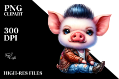 Cute Pig with Cool Haircut PNG Product Image 2