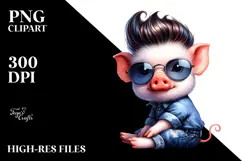 Cute Pig with Cool Haircut PNG Product Image 2