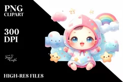Colorful Baby with Stars and Clouds | Sublimation | Clipart Product Image 3