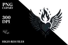 Fire Heart with Wings PNG Product Image 2