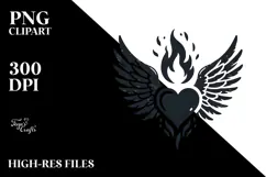 Fire Heart with Wings PNG Product Image 2