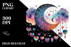 Boho Half Moon with Hearts, Transparent PNG Product Image 2