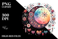 Boho Half Moon with Hearts, Transparent PNG Product Image 2