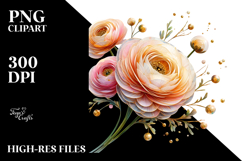 Ranunculus with Gold PNG Product Image 2