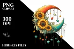 Colorful Half Moon with Sunflowers PNG Product Image 1