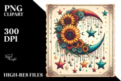 Colorful Half Moon with Sunflowers PNG Product Image 2