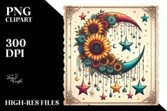 Colorful Half Moon with Sunflowers PNG Product Image 3