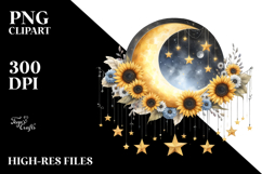 Washed Half Moon with Sunflowers PNG Product Image 2