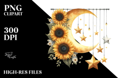 Washed Half Moon with Sunflowers PNG Product Image 2
