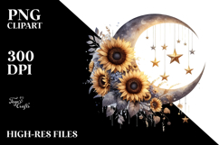 Washed Half Moon with Sunflowers PNG Product Image 2
