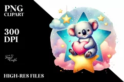 Baby Koala on Star Watercolor PNG Product Image 2