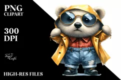 Bear Sunglasses Farm Jeans Raincoat Clipart Product Image 3