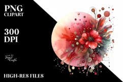 Colorful Redish Watercolor Background with Metallic Product Image 1