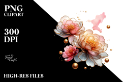 Abstract Glossy Peonies Material PNG Product Image 2