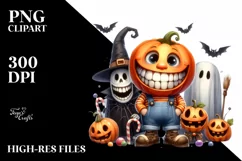 Funny Watercolor Halloween Sticker Clipart Product Image 1