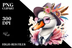 Funny Swan Suit Retro es | Sublimation Clipart Product Image 1