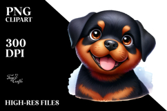 Watercolor Cute Cartoon Rottweiler PNG Product Image 2