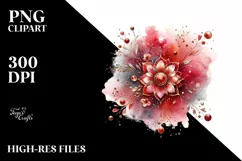 Colorful Redish Watercolor Background with Metallic Product Image 3
