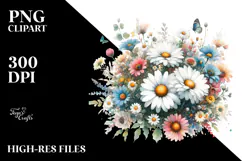 Watercolor Colorful Daisy PNG Product Image 2