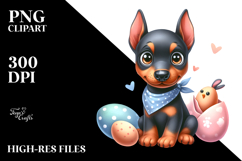 Cute Cartoon Doberman Pinscher Baby with Big Eyes PNG Product Image 2