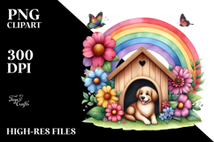 Dog House and Colorful Flowers | Clipart Product Image 2
