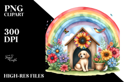 Dog House and Colorful Flowers | Clipart Product Image 2