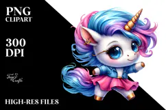 Dancing Unicorn with Floral Wreath PNG Product Image 2