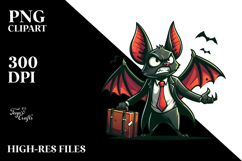 Aggresive Bat with Travel Suitcase PNG Product Image 2