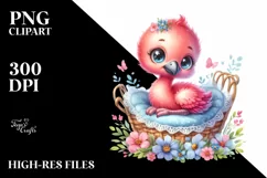 Cute Baby Flamingo Sitting on Cradle | Sublimation | Clipart Product Image 1