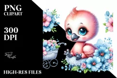 Smiling Baby Flamingo on Cradle | Clipart Product Image 1