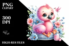 Colorful Flamingo on Cradle | Sublimation | Clipart Product Image 1