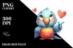 Cute Parrot Love Sign | Sublimation Clipart Product Image 3