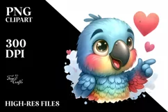 Cute Parrot Love Sign | Sublimation Clipart Product Image 1