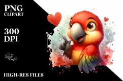 Cute Parrot Love Sign | Sublimation Clipart Product Image 1