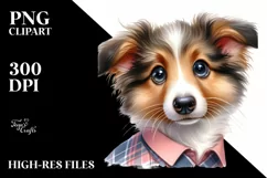 Watercolor Baby Collie Confused Clipart Product Image 1