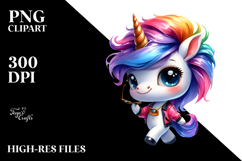 Cute Unicorn Playing with Cool Haircut PNG Product Image 2