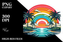 Retro Tropical Rainbow Sunset Clipart Tshirt, 20 oz Tumbler Product Image 2