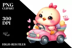 Vibrant Chicken Sitting on Car PNG Product Image 2