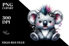 Energetic Baby Koala with Punk Look PNG Product Image 2