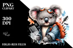 Energetic Baby Koala with Punk Look PNG Product Image 2