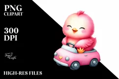 Vibrant Chicken Sitting on Car PNG Product Image 2