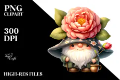 Cute Gnome with Cherry Blossom, Transparent PNG Product Image 2