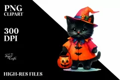Cute Baby Black Cat Costume | Sublimation Clipart Product Image 1