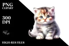 Kitten with Big Eyes, Digital Watercolor PNG Product Image 2