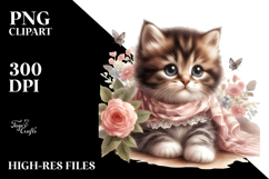 Kitten with Big Eyes, Digital Watercolor PNG Product Image 2