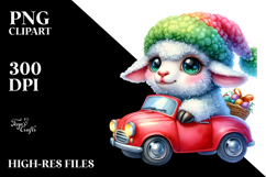 Vibrant Watercolor Goofy Cute Baby Lamb PNG Product Image 2