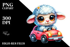 Vibrant Watercolor Goofy Cute Baby Lamb PNG Product Image 2