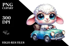 Vibrant Baby Lamb, Wearing Car PNG Product Image 2