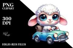 Vibrant Baby Lamb, Wearing Car PNG Product Image 2